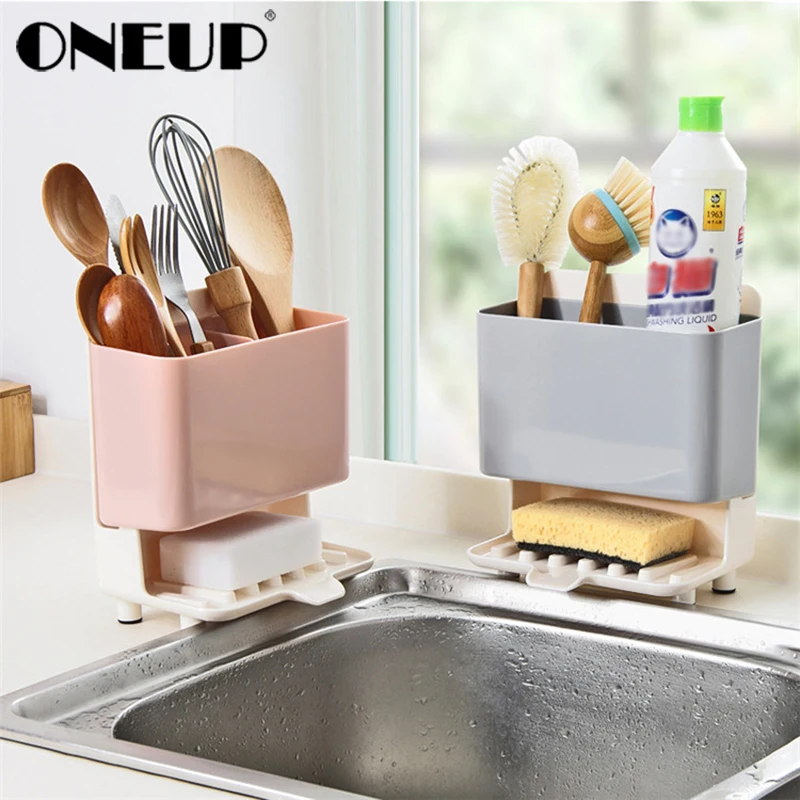 ONEUP Бесплатная губка кухонная коробка сушилка для посуды самосливающаяся