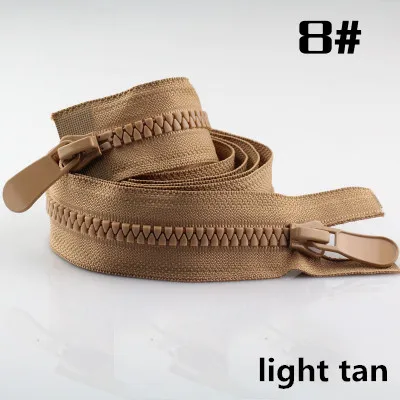 light tan Meetee 8#120 см Двойные застежки-молнии из смолы, двойные ползунки, спортивная одежда, сумки, швейные принадлежности, домашний декор, материалы для рукоделия - Цвет: light tan