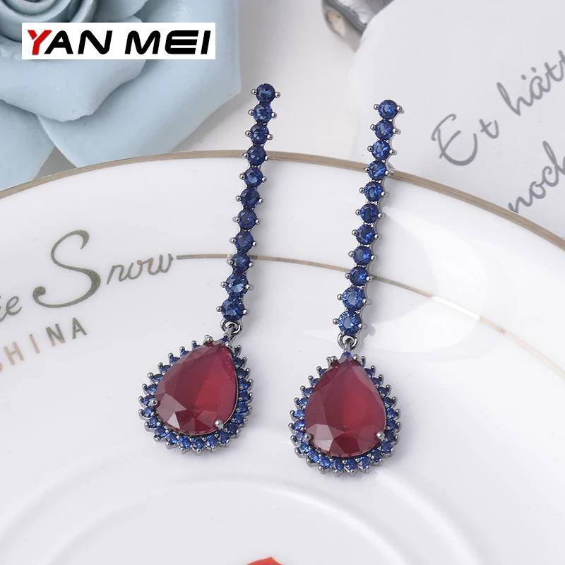 Женские Длинные висящие сережки YAN MEI золотистого и белого цвета с каплями