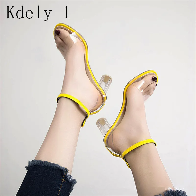 

2019 PVC Jelly Sandals Crystal Open Toed High Heels Women Transparent Heel Sandals Slippers Discount Pumps Plus Size 34-39