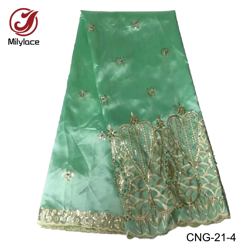 Африканский стиль вышитый бисером Джордж кружево фарик зеленый вышивка пайетки