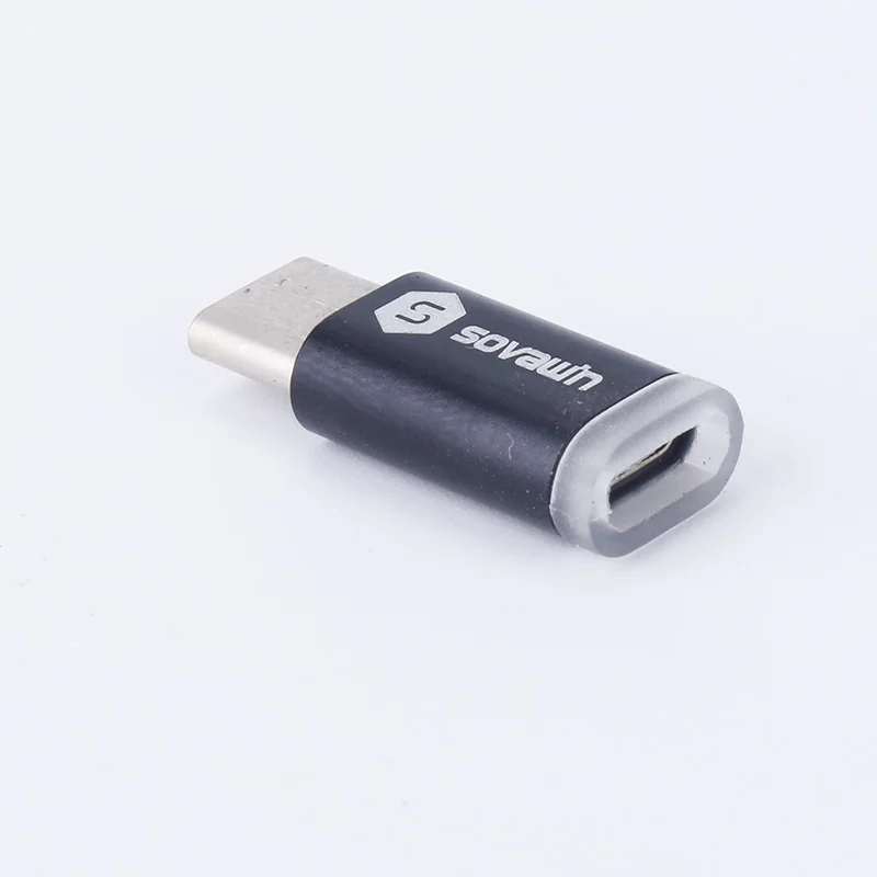 Защитный адаптер Sovawin из силикагеля алюминия Type-C штекер на Micro USB гнездо OTG для