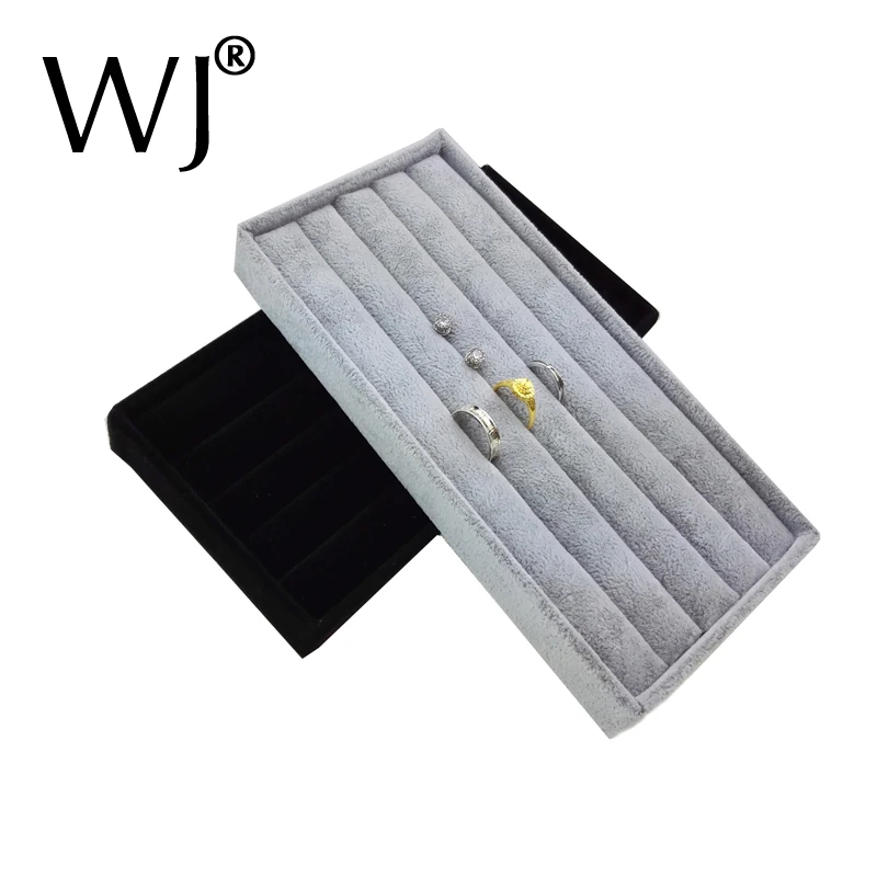 

Portable Velvet Ring Insert Jewelry Display Tray Holder Stand Case Bague Trinket Shop Presentation Organizer Storage Box 11*22cm
