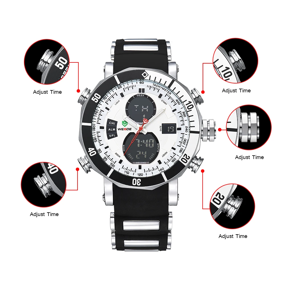 WEIDE ЖК Спорт водостойкой цифровой электроники смотреть аналоговые наручные часы