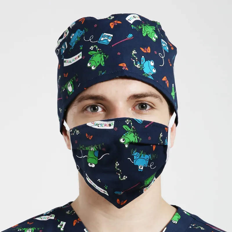 Doctor Хирургический Скраб Кепка Регулируемая медицинская для женщин мужчин хлопок хирургические больничные шапочки Доктор Медсестры шапка медсестры Рабочая шляпа - Цвет: A-Hatmask