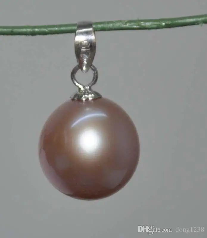 GORGEOUS Natural Rare purple 11mm round Cultured pearl Pendant J10459>>> free   shipping