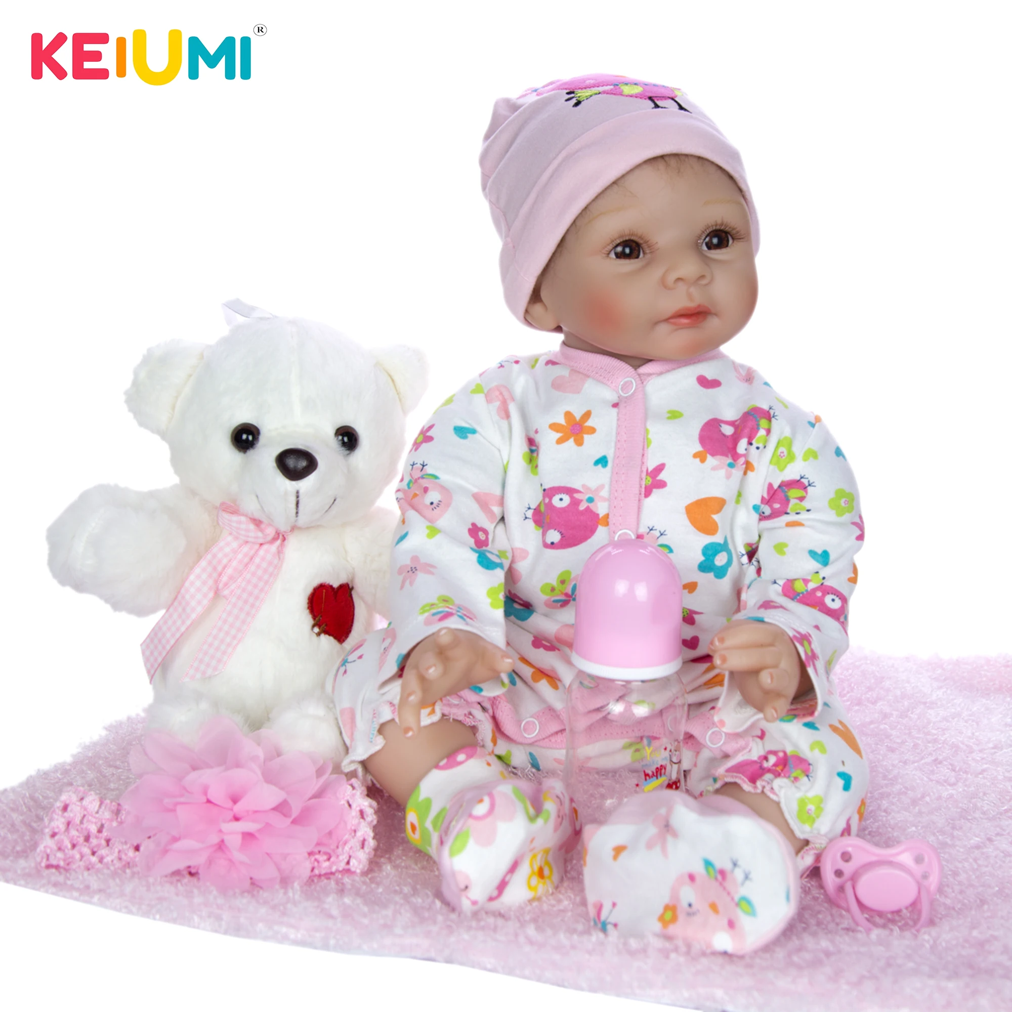 Симпатичные Моделирование Reborn Baby Doll 22 дюймов Мягкий силиконовый винил