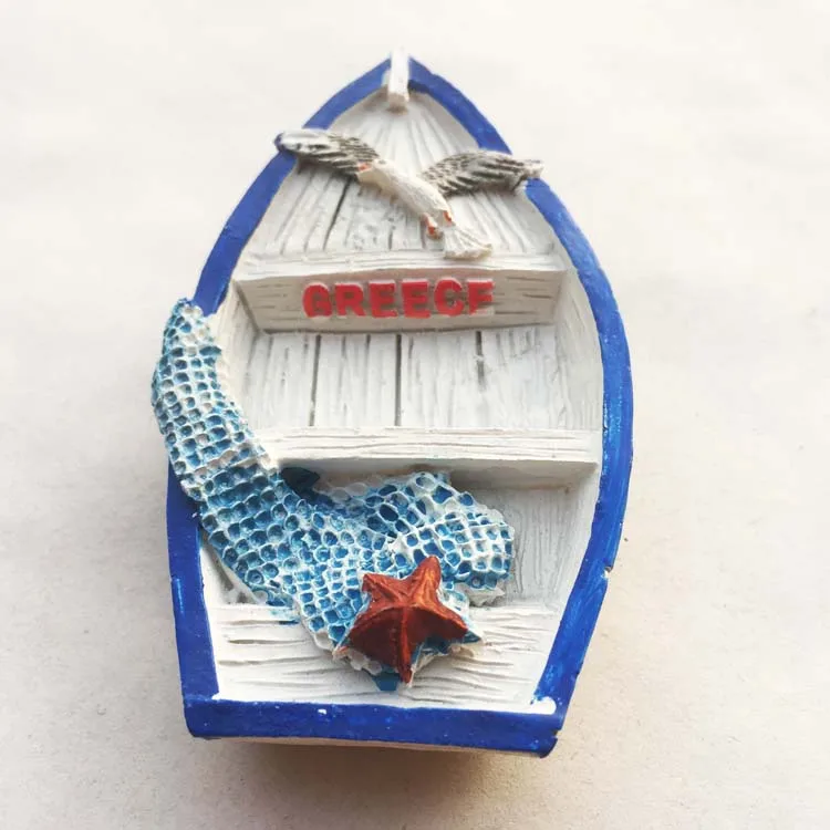 Греческий Крит Маленькая рыбацкая лодка трехмерные путешествия сувенир