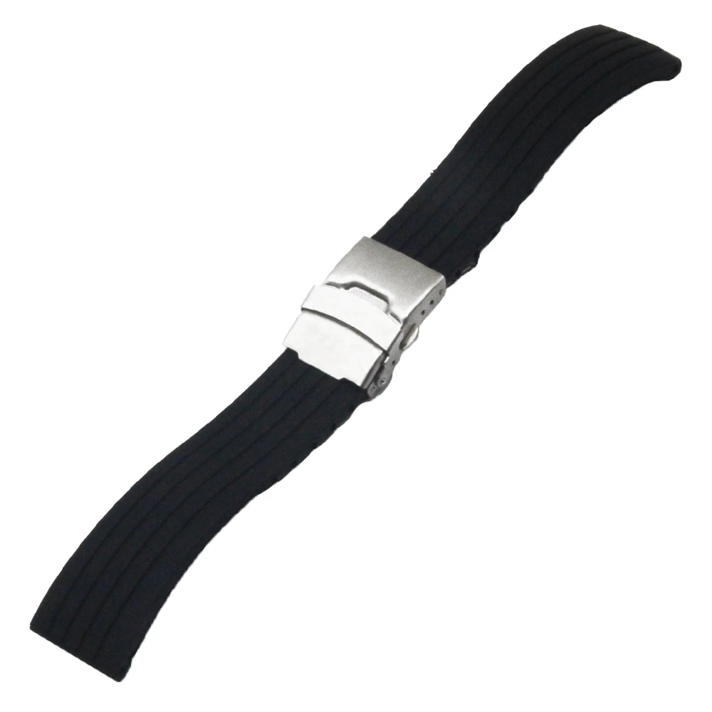 Silicone Rubber Watch Band 18mm 20mm 22mm 24mm for Armani Stainless Steel Safety Clasp Strap Wrist Loop Belt Bracelet Black