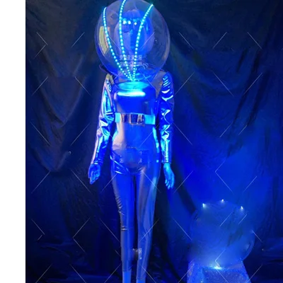 Full Set Lumious Space Warrior Helmet costume DS DJ gogo party stage show future technology nightclub cosplay light up headwear - Цвет: Full Set