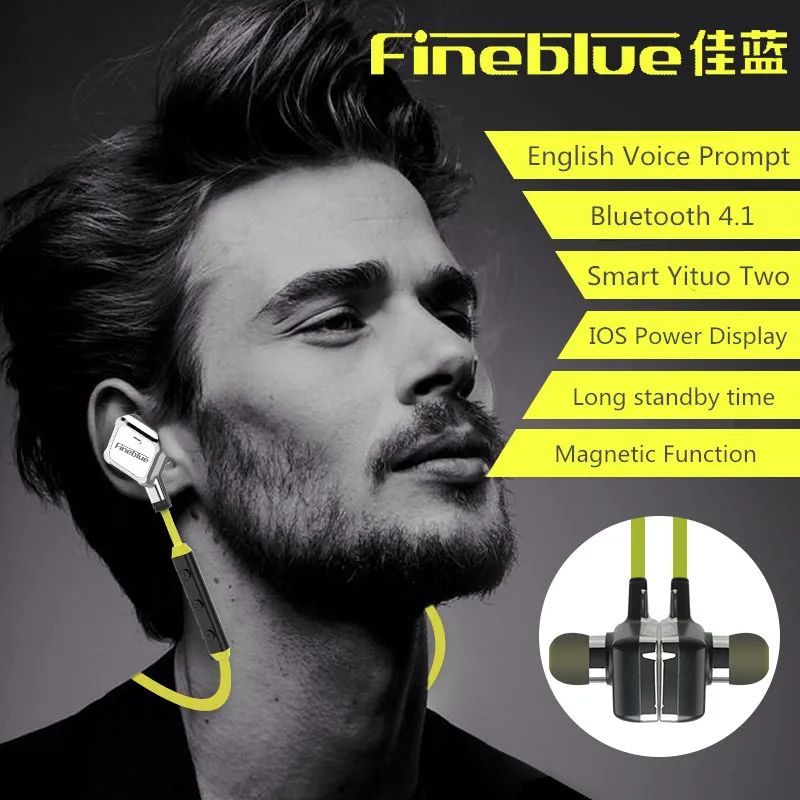 Фото Беспроводная Спортивная гарнитура Fineblue FA-90, магнитные Bluetooth-наушники для бега, с микрофоном и голосовыми подсказками для Xiaomi, Huawei, iPhone №2