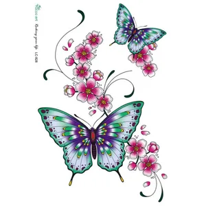 Waterproof temporary tatoo sticker color small fresh flowers and big butterfly tattoo wholesale LC2828