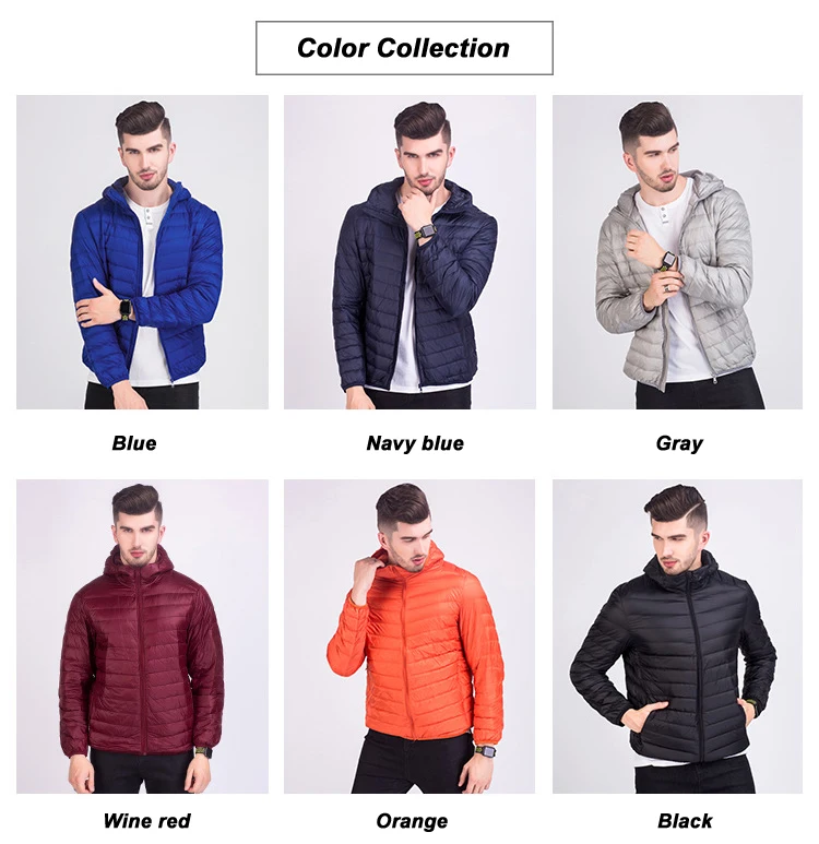 Mens Fashion Winter Jackets Ultra Light Windproof 90% White Duck Down Coats Casual Autumn Portable Puffer Jackets Warm Parkas