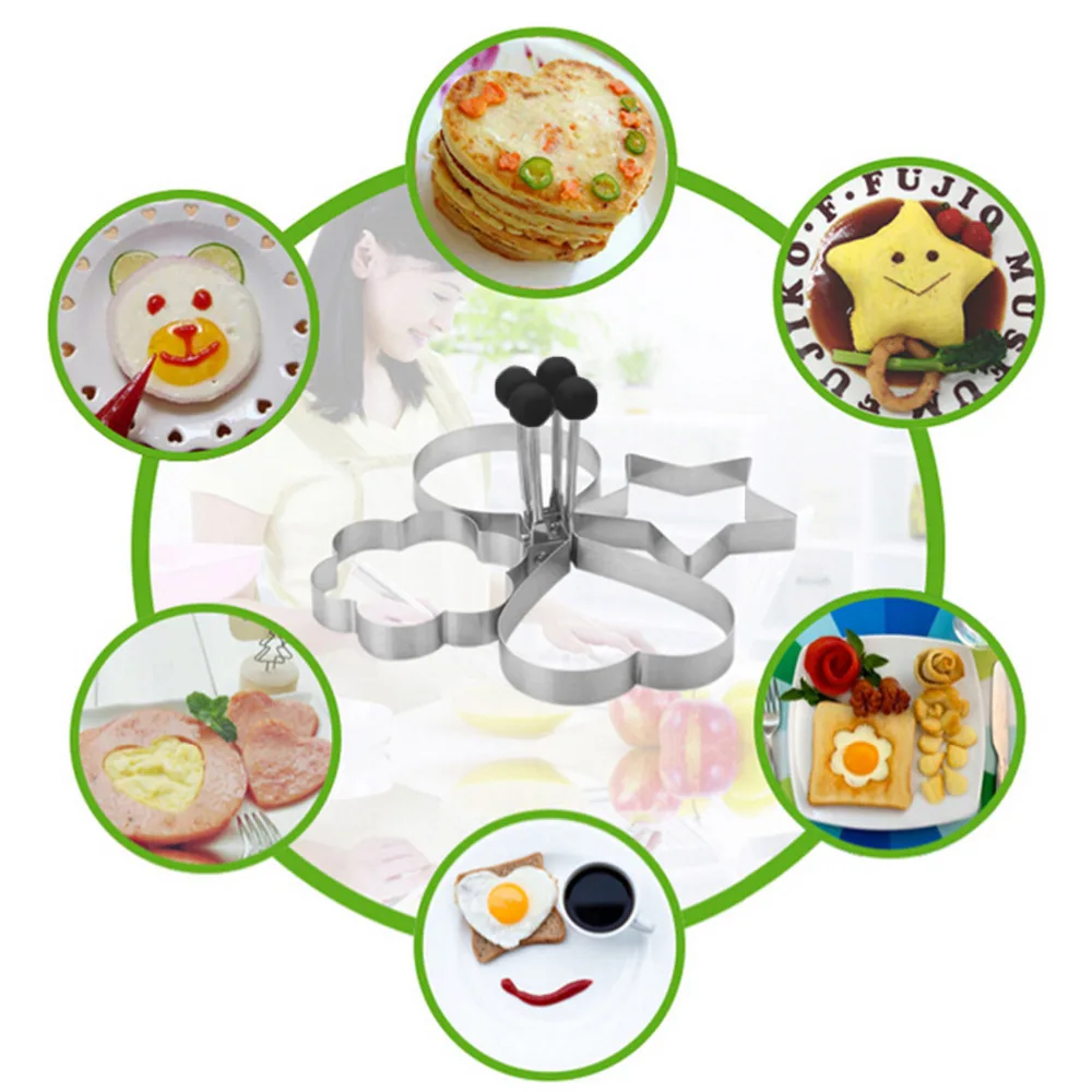 Behogar 1 набор (4 шт.) мулити использование омлет из нержавеющей стали жареное яйцо