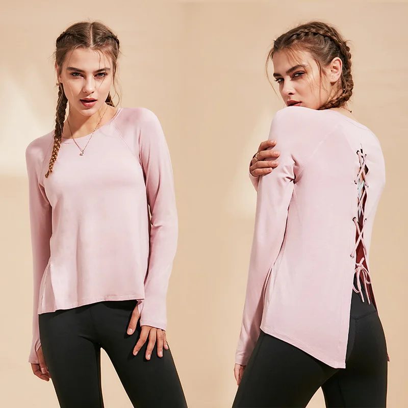 Women Gym Yoga Shirts Sportswear Loose Running Shirt Long Sleeve Workout Fitness Top Quick Dry Autunm Sport Tank | Спорт и