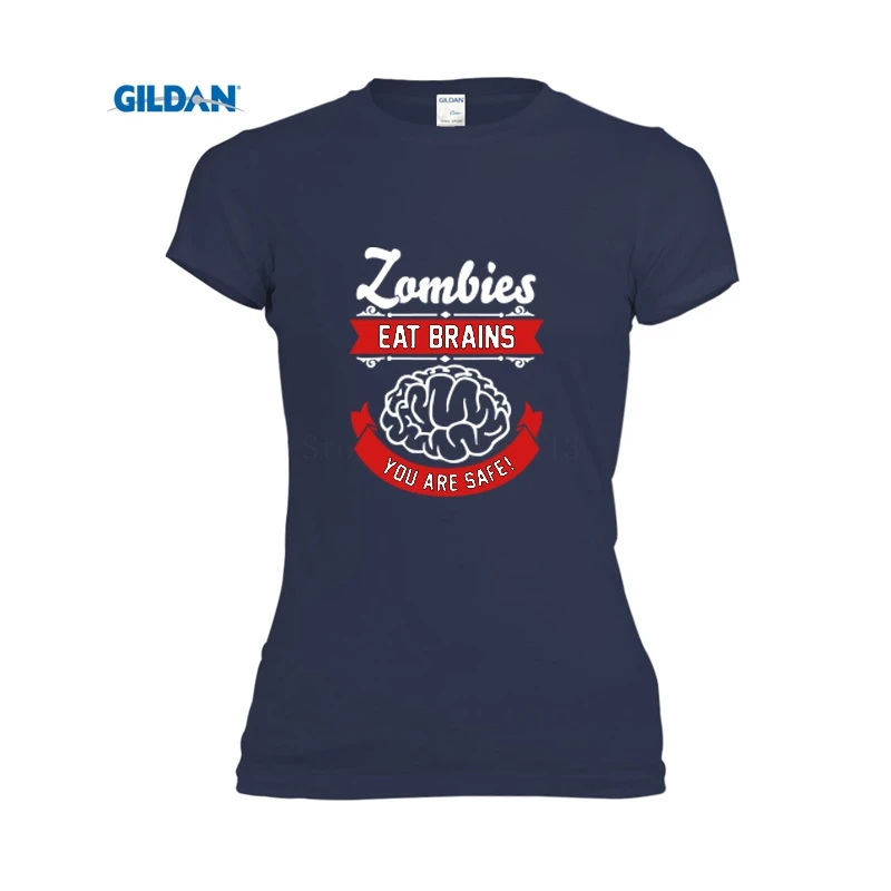 Одежда женская Футболки зомби едят мозги модный топ для женской одежды 2017