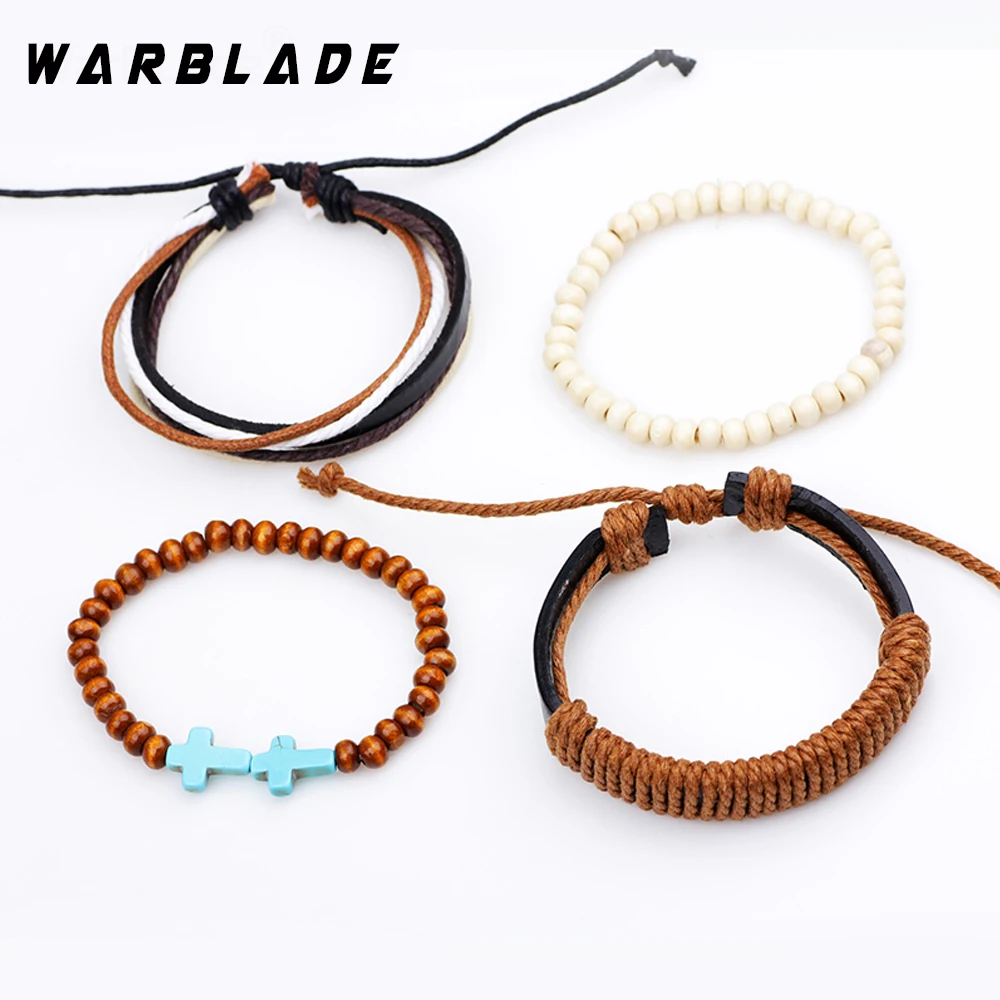WBL новые браслеты из натуральной кожи мужской браслет деревянных бусин панк на