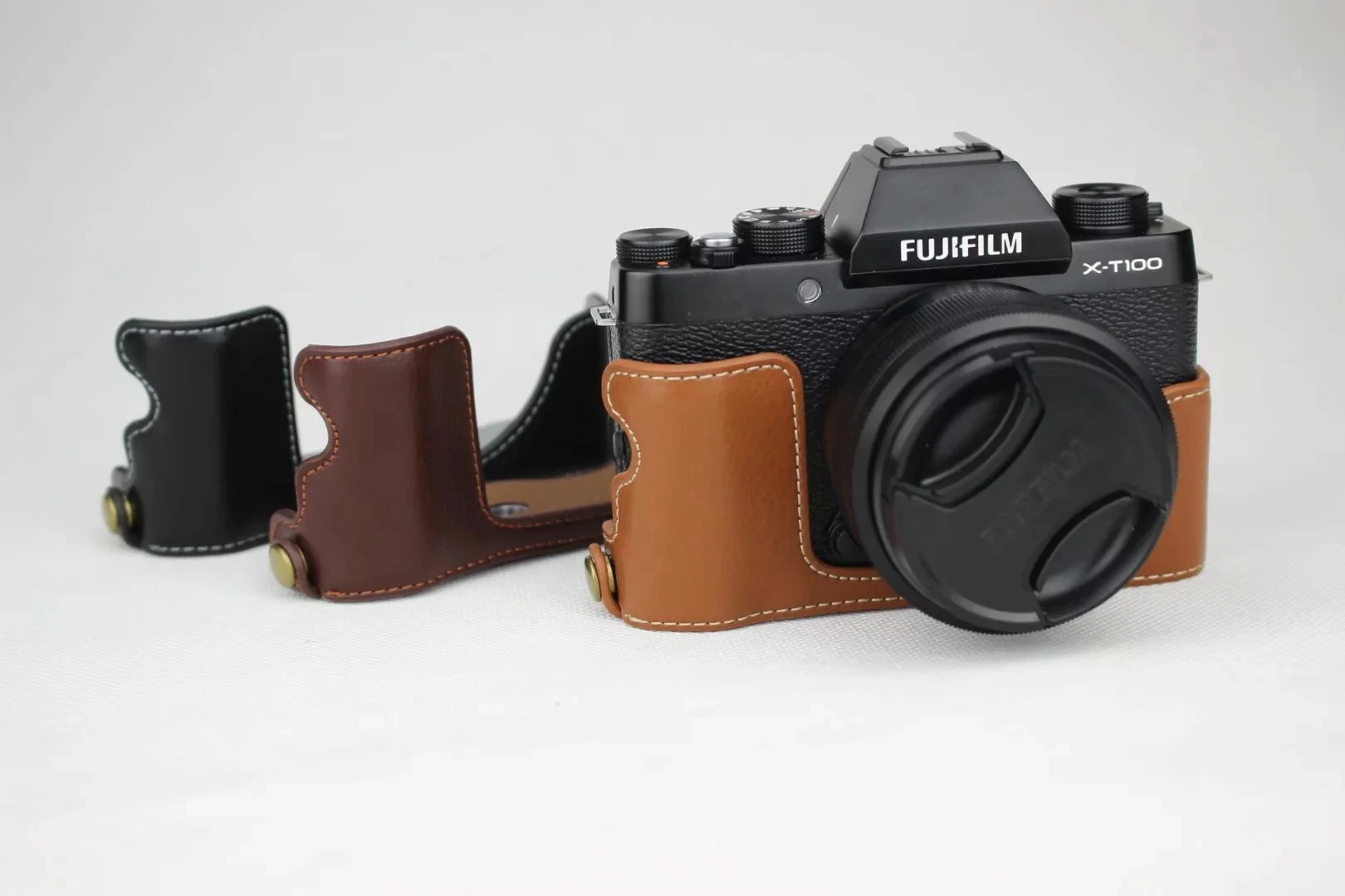 Корпус для половины камеры из натуральной кожи Fujifilm X-T100 Fuji XT100 XT-100 нижний корпус с