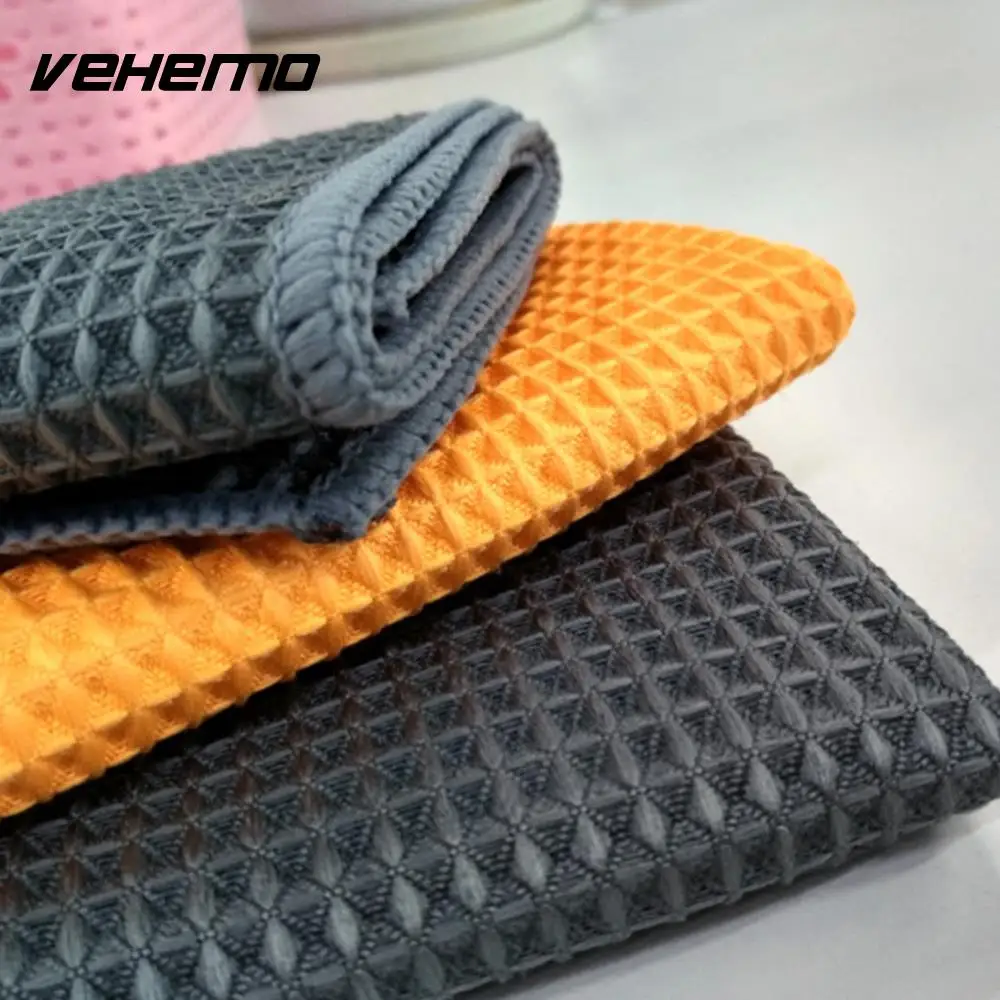 Vehemo 40x40 см полотенце из микрофибры мягкое моющее для автомобиля сотовые тканые