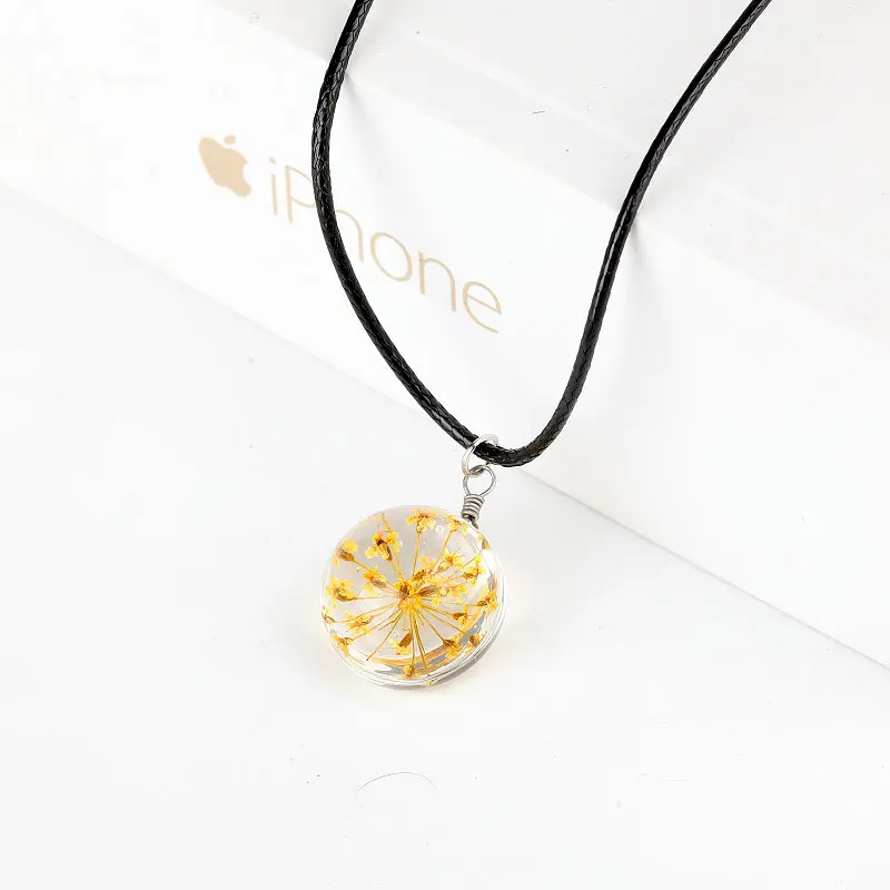 Женское ожерелье с подвеской в виде хрустального шара клевера длинная цепочка из