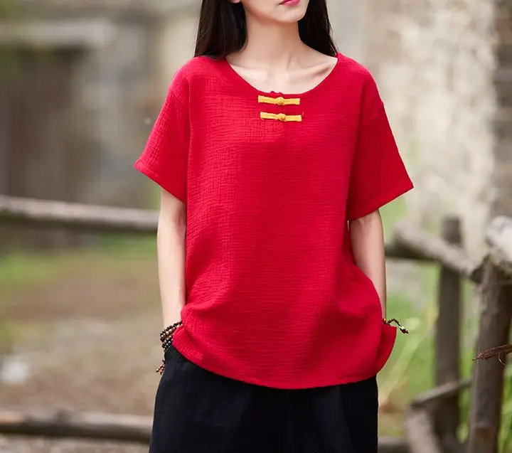 Summer 4color blue/red/yellow women cotton&amplinen tai chi suit shor sleeve uniforms zen nun lay meditation martial arts shirts | Спорт и