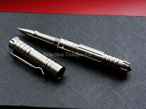spesifikasi Titanium TC4 EDC 138Mm Panjang Taktis Pertahanan Diri Gel Roller Pena Berkualitas Glossy / Matte Permukaan Finishing Untuk Pilihan