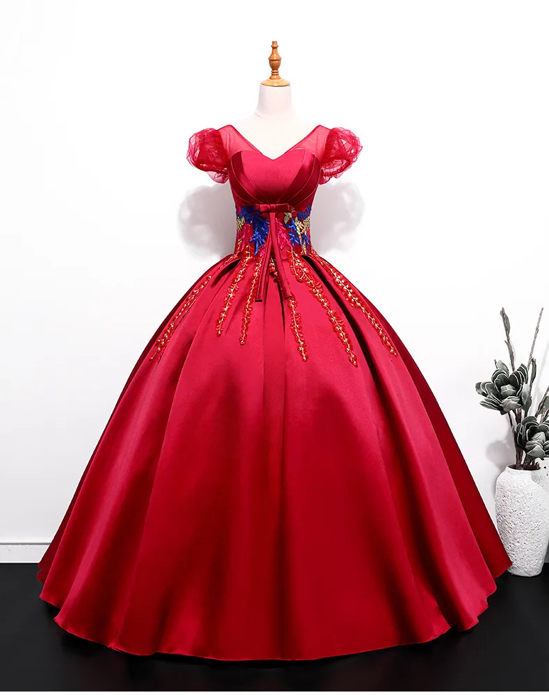 Винно-красное Тюлевое бальное платье пышное милое Quinceanera 16 платьев 2019 V-образный