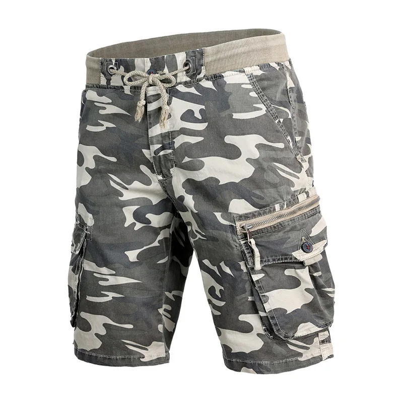 Khaki Camo Refire gear мужские камуфляжные военные шорты, армейские страйкбольные карго шорты, тактические Пейнтбольные летние рабочие шорты с эластичной талией - Цвет: Khaki Camo