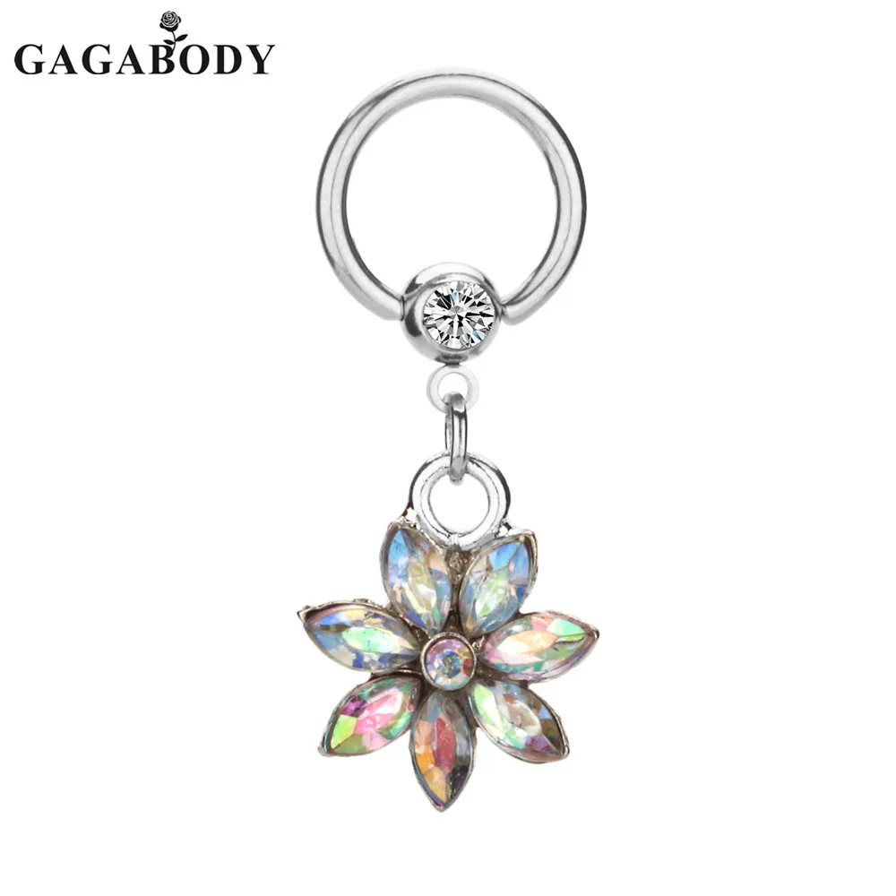 Новые 1 пара длинная цепь хирургическая сталь цветок соска для мужчин ювелирные