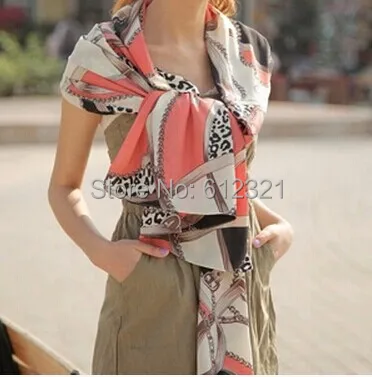 Spring leopard skull scarf female long section of thin chiffon shawl sunscreen Free Shipping | Аксессуары для одежды