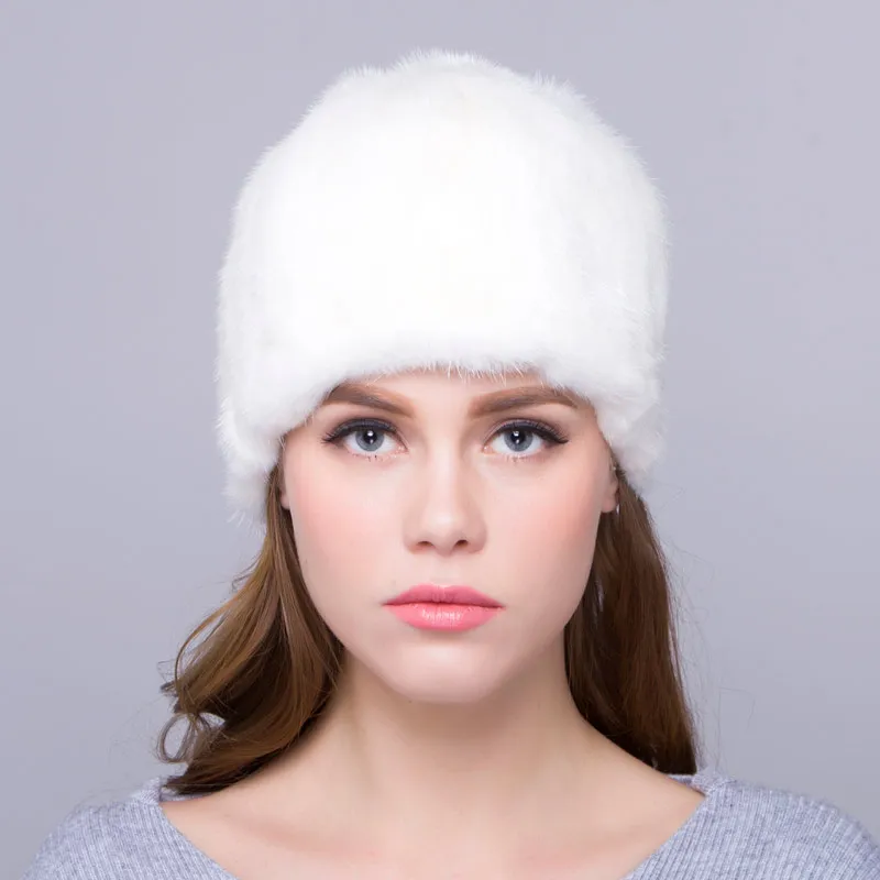 шапка Женская из натуральной кожи норки Меховые помпоны аксессуары для женщин