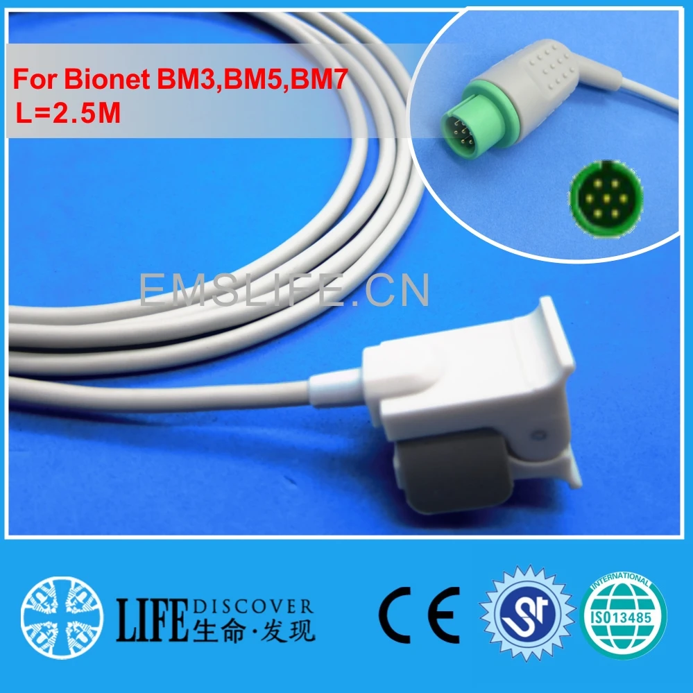 

Long cable child and pediatric clip spo2 sensor For Bionet BM3,BM5,BM7