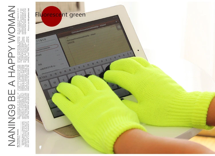 Fashion Female Wool Knitting Touched Screen Gloves Winter Women Warm Full Finger Gloves Stretch Warm Guantes Knit Mitten
