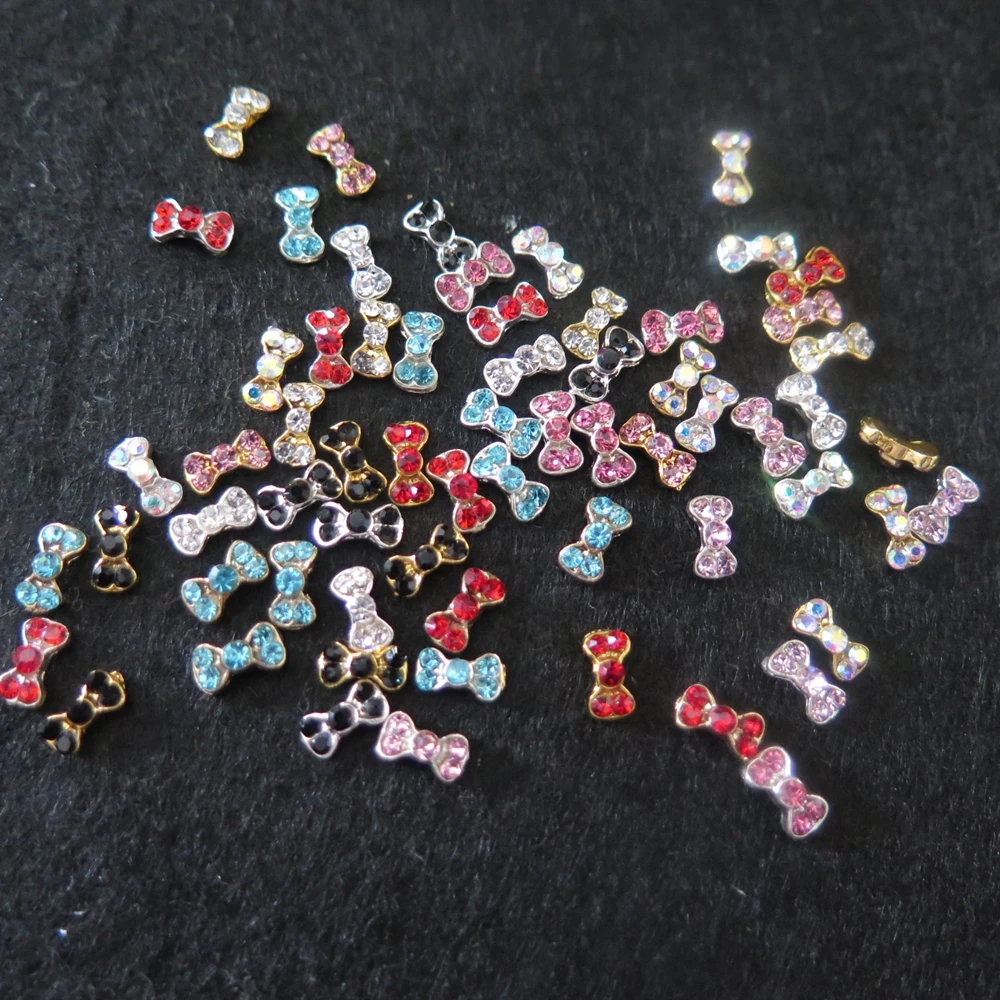10pcs Fancy Mini Crystal Rhinestone Mixed-Color Bow Metal Charms Deco Nail Art MD-Mix1 | Красота и здоровье