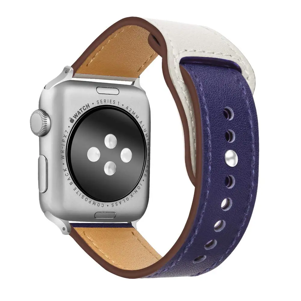 Milan with blue Ремешок для apple watch 42 мм, 38 мм, 44 мм, 40 мм, correa iwatch 3/2, кожаный браслет на запястье, ремень, pulseira, apple watch 4, аксессуары - Цвет ремешка: Milan with blue