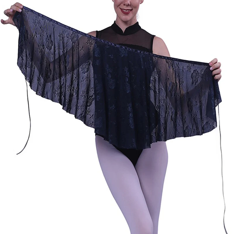 LaceGirls, профессиональный купальник, классическая балетная юбка-пачка, кружевная балетная юбка-пачка для взрослых и детей, танцевальный шарф, купальник с юбкой - Цвет: Navybule