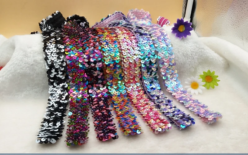 5 ярдов 3 см эластичная тесьма с блестками лента для ремня пришивания одежды