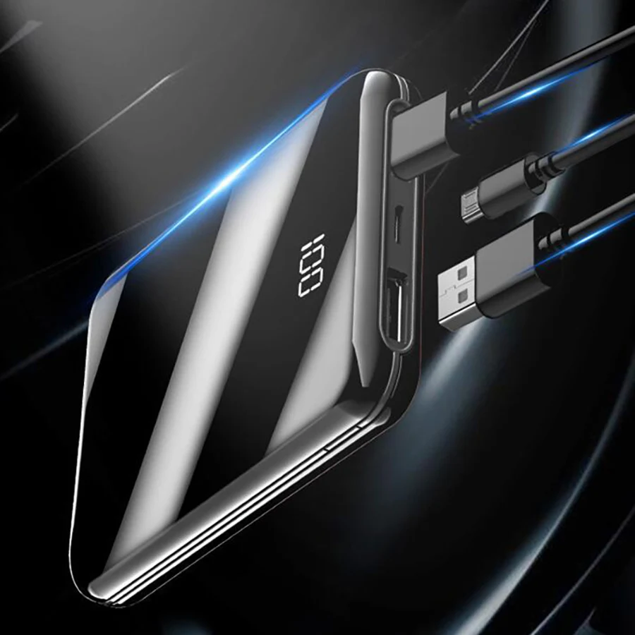 Компактный внешний аккумулятор на 10000 мА · ч портативный с USB Пауэр банк для Xiaomi Mi 9