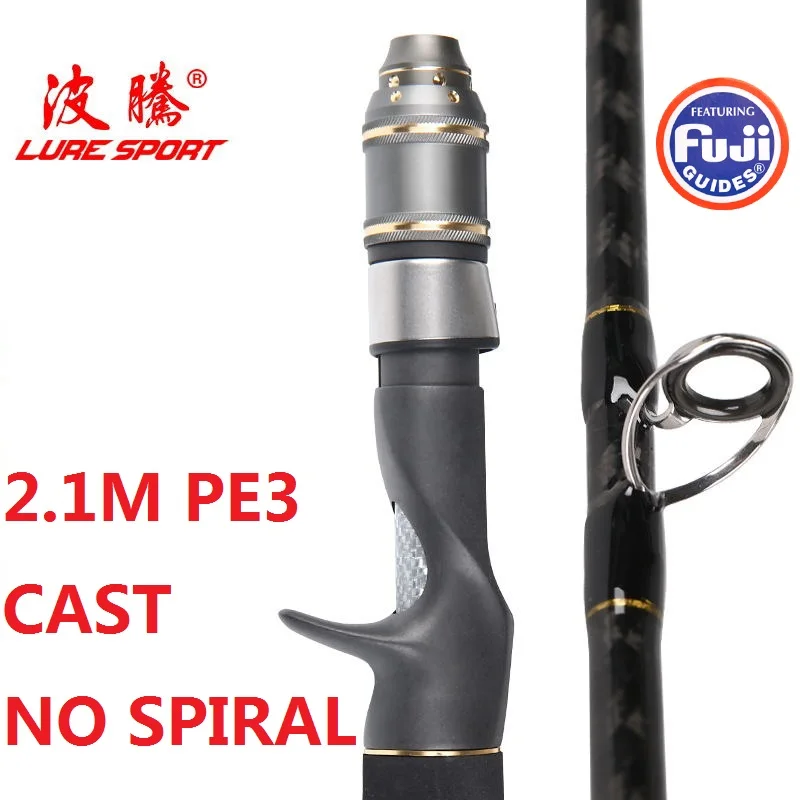 PE3 CAST NO SPIRAL LURESPORT медленное отжимное удилище 2,1 м X поперечные Углеродные направляющие FUJI Катушка для спиннинга 60-260 г PE2-4 1,5 секционная лодочная удочка - Цвет: PE3 CAST NO SPIRAL
