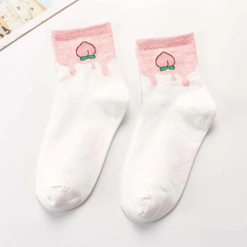 Новые милые забавные носки в стиле Харадзюку С Фруктами кавайные