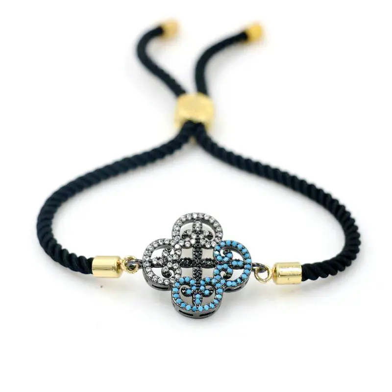 BPPCCR Minimalism Micro Inlay CZ Lucky Four Leaf Clover Couples Bracelet For Men Women Red Thread Shamrock Bracelets Jewelry | Украшения и