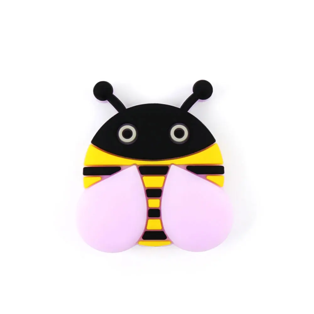 Lilac Bee 3 шт силиконовые бусины в виде панды и лисы, силиконовые бусины для прорезывания зубов, 3 см, силиконовые шарики в виде животных, пчелы, оленя, перлы, Товары для малышей - Цвет: Lilac Bee