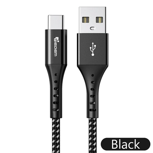 TIEGEM 3A USB C кабель для huawei mate 20 Pro usb type C кабель передачи данных для быстрой зарядки для Xiaomi Mi 8 Oneplus 6 5T USB C шнур зарядного устройства - Цвет: Черный