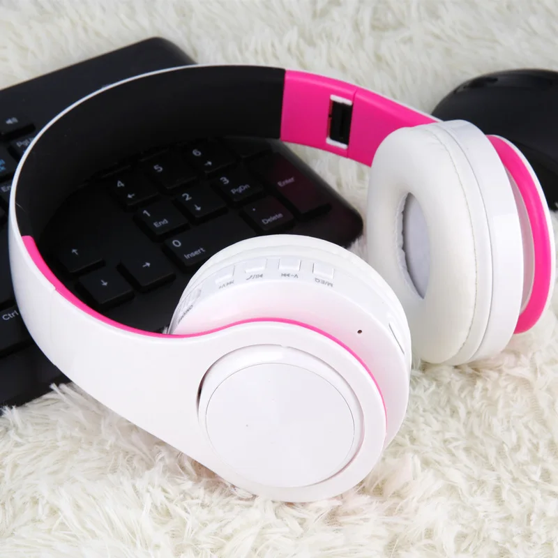 Tourya B7 беспроводные наушники Bluetooth гарнитура наушники с микрофоном для ПК мобильного телефона музыка - Цвет: White pink