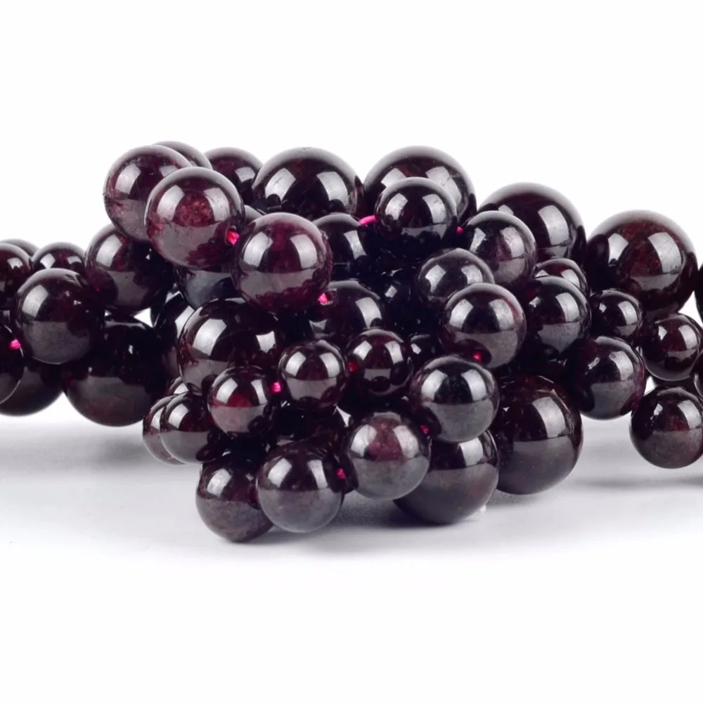 Natural Stone Beads 4 6 8 10 12mm Red Garnet Round Loose For Jewelry Making 15inches Spacer Diy Bracelet Necklace | Украшения и