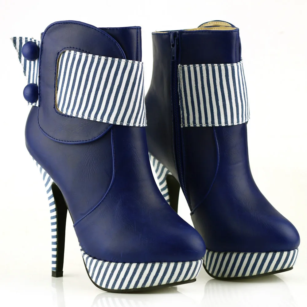 LF30303 двухцветные ботильоны в полоску на платформе | Обувь