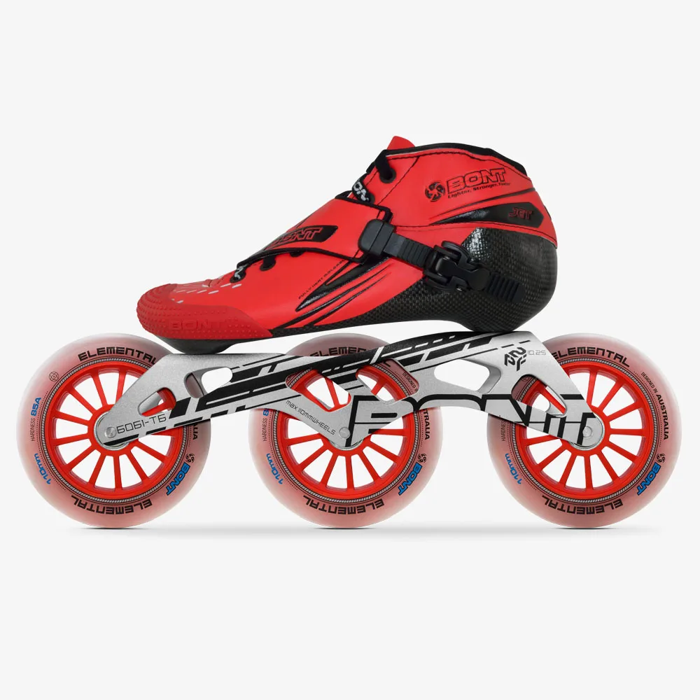 Оригинальные роликовые коньки Bont Jet speed, Размер 29-40, теплопроницаемая рама из углеродного волокна, 3*110 мм, электрические колеса, гоночные патины