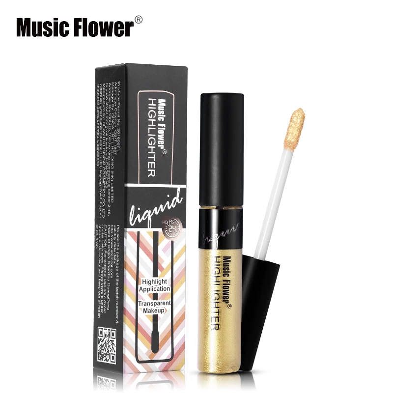 8 расцветок Music Flower Профессиональная Косметика для лица Shimmer жидкий хайлайтер Водонепроницаемый для придания яркости контурам Выделите прозрачный с шелковой текстурой