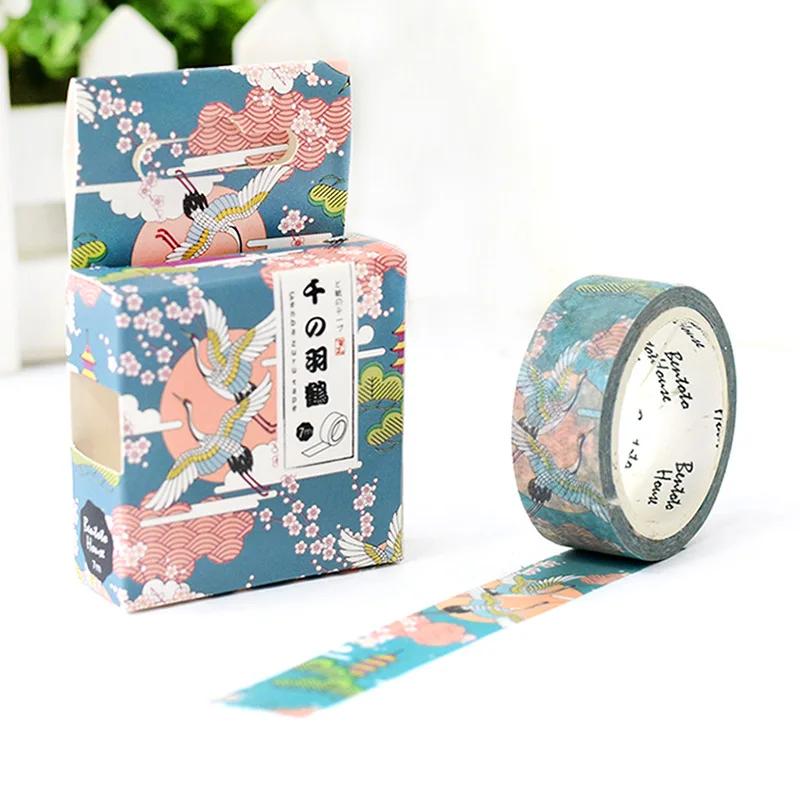 qianyuhe 1 шт. васи ленты DIY японская бумага мультфильм цветок маскирующая лента декоративные клейкие ленты Скрапбукинг наклейки - Цвет: qianyuhe