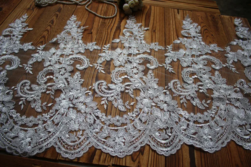 43cm 17&quotwide 3Yards/lot Off White Mesh Alencon Lace Trim Corded for Bridal Wedding Veil~ Accessories | Дом и сад